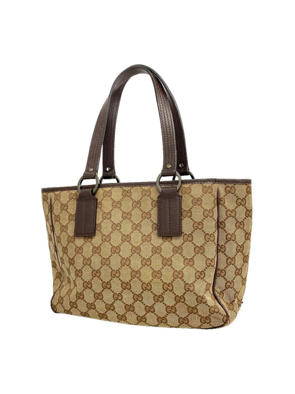 Gucci Handbag GG Canvas Beige Brown Silver